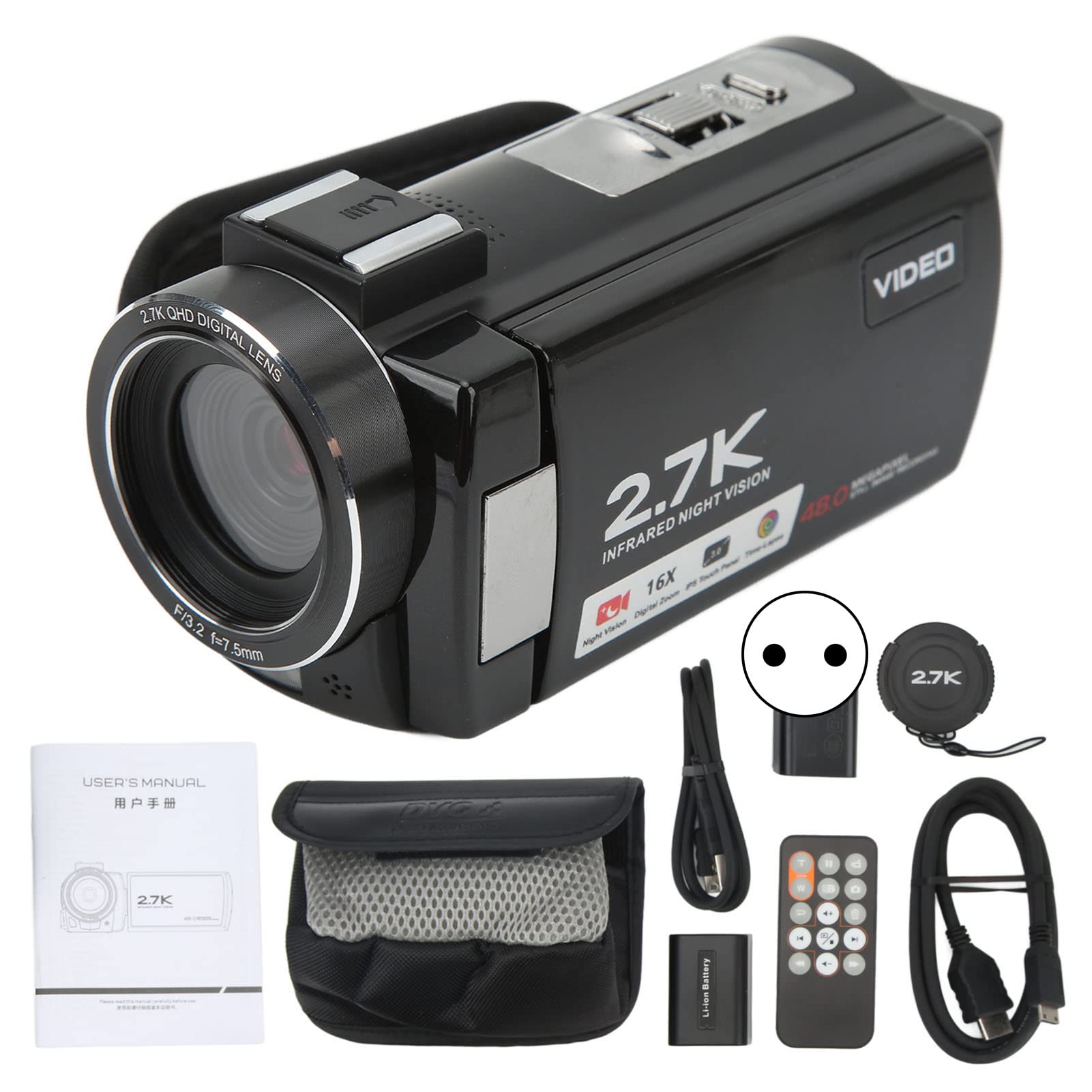 DVC Digital Video Camera(機種名不明) DV Kamera, HD Dijital Kamera 16X Dijital Zoom 100‑240V 48MP CMOS